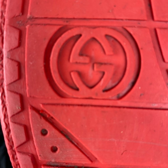 Gucci Authentic Black/Red Leather Praga Karibu High Top Sneakers Size 11.5 G - Picture 12 of 14